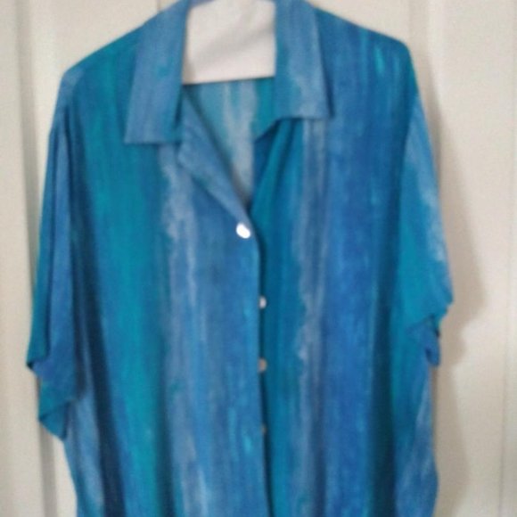 Blue Green sleeveless beach dress with matching blouse  Size XL - Picture 4 of 5